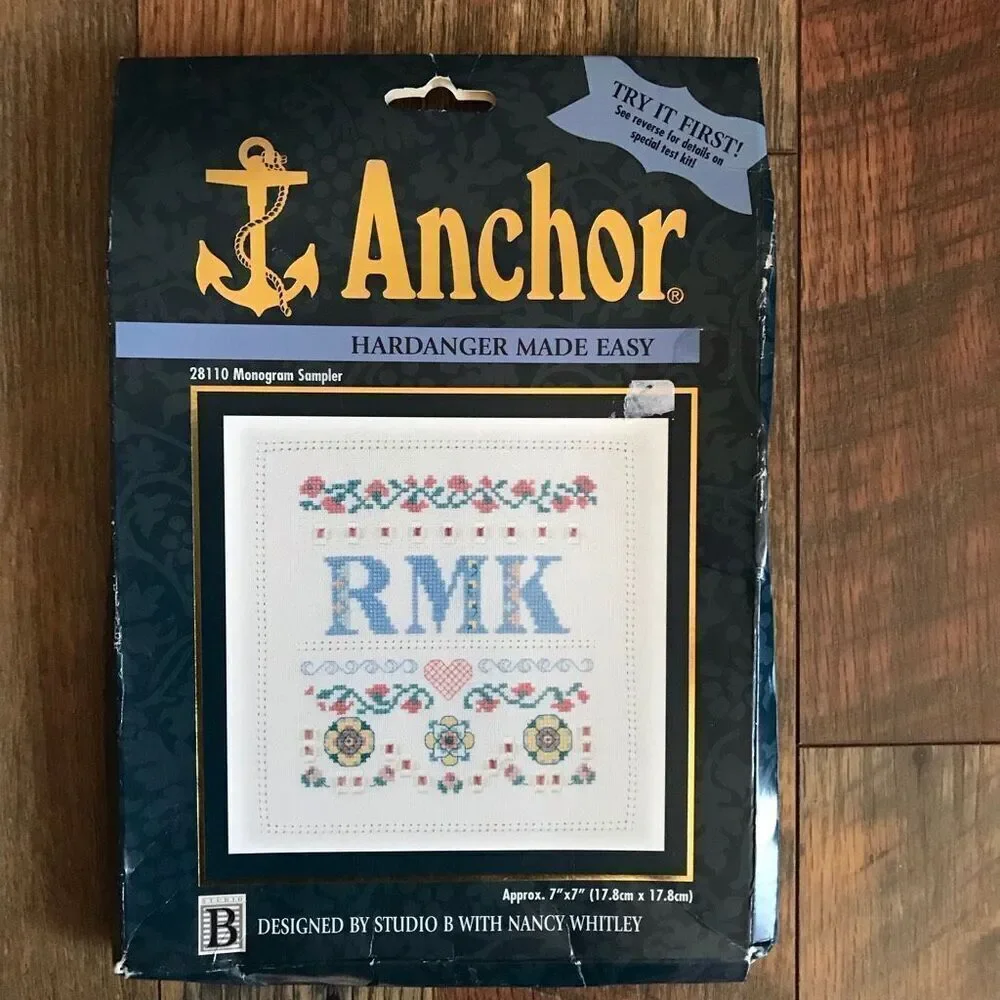 Anchor hardanger made easy monogram sampler 28110 cross stitch New old stock